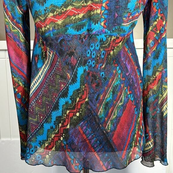 Chico's 100% Silk Brandy Tunic in Sangria Empire Waist Long Sleeves Sz 1 = M = 8 - Picture 12 of 14